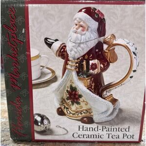 Florida Marketplace Hand-Painted Santa Ceramic Teapot – Christmas